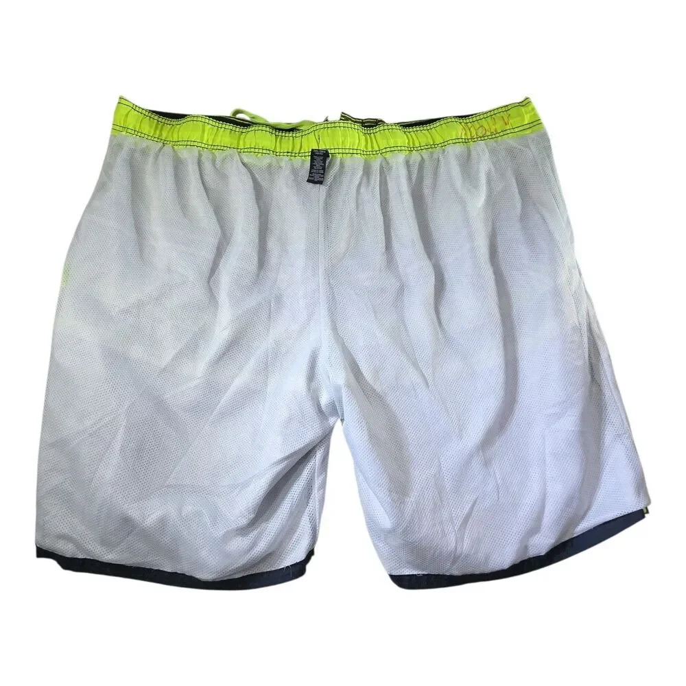 OP Ocean Pacific Mens Big Tall Board Shorts 3XL Neon Stripe Lined Trunks EUC